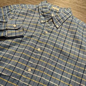 J Crew Shirt Mens Medium Blue Check Slim Oxford Cotton Long Sleeve Button Down